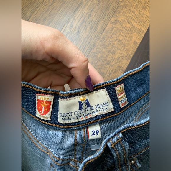 Vintage Y2K Early 2000’S JUICY COUTURE Distressed Denim Shorts Women’s Size 29 - Picture 14 of 16